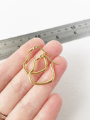 1 pair x Gold Plated Stainless Steel Heart Hoops Blanks, 23mm or 27mm (0910)