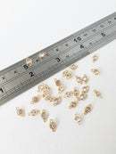 2 x 24K Gold Plated Round Cubic Zirconia Connectors, 9x5mm (1429)