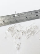 25 pairs x Silver Flat Pad Earring Studs, 4x12mm Earring Post Blanks (1098)