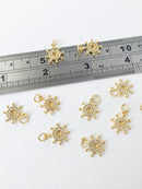 1 x 18K Gold Plated Helm Pendant, 15x12mm Steering Wheel Pendant (1092)