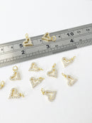 1 x 18K Gold Plated Heart Pendant with Cubic Zirconia, 10mm (1155)