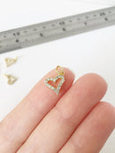 1 x 18K Gold Plated Heart Pendant with Cubic Zirconia, 10mm (1155)