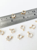 2 x 24K Gold Plated Crystal Glass Charms, 12x8.5mm (1146)
