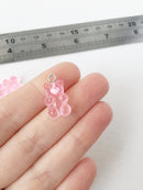 10 x Baby Pink Jelly Bear Pendants, 21x11mm (1687)