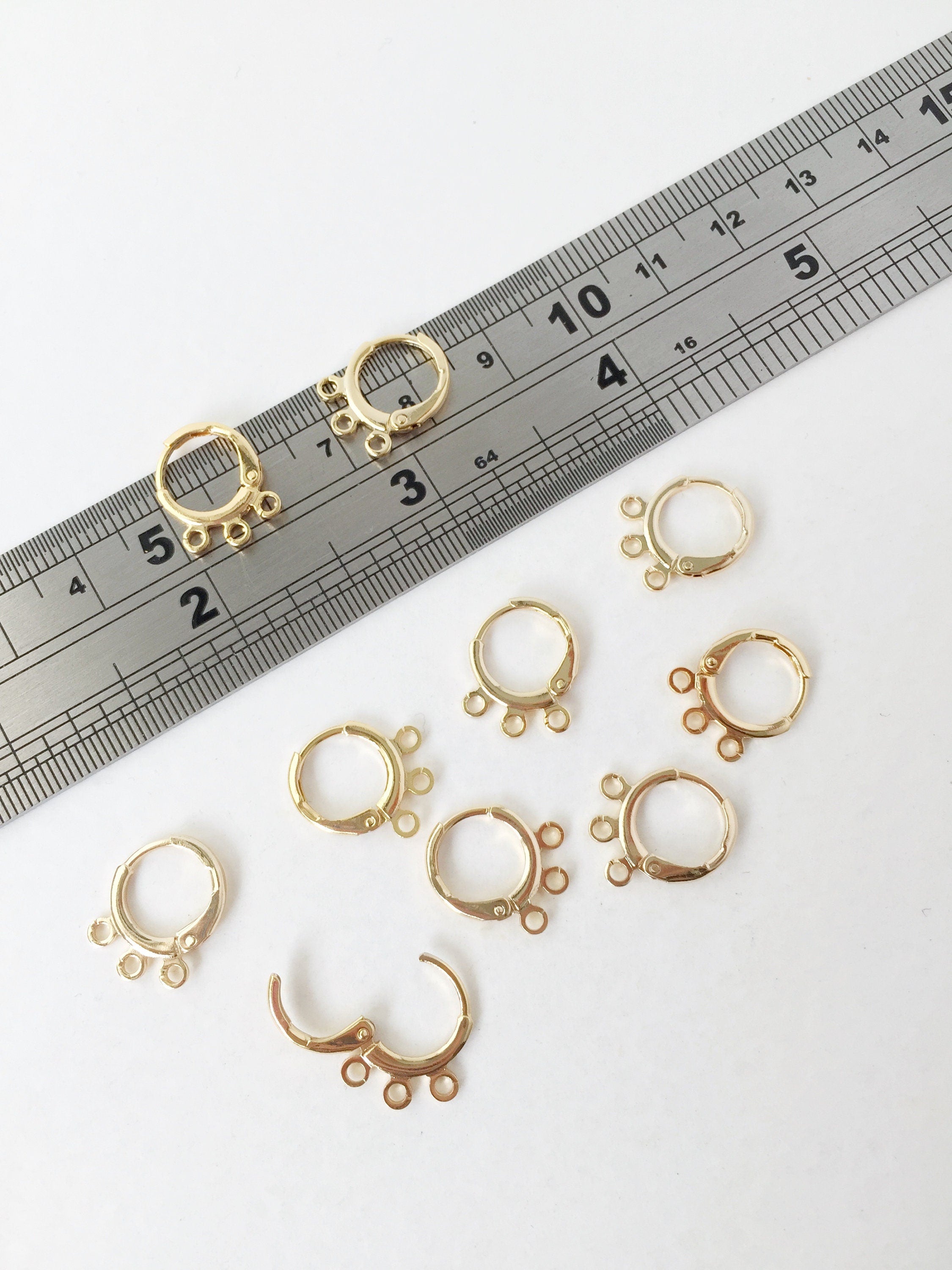 1 pair x 18K Gold Plated Huggie Hoop Earring Blanks, 15x12mm (1468)
