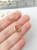 1 pair x 18K Gold Plated Huggie Hoop Earring Blanks, 15x12mm (1468)