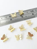4 x 18K Gold Plated 3D Butterfly Charms, 11x13mm (1378)