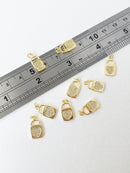 1 x 18K Gold Plated Cubic Zirconia Heart Lock Charm with CZ, 15x8mm (1079)