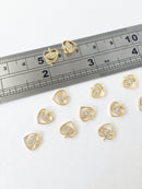 1 x Dainty 18K Gold Cubic Zirconia Heart with Evil Eye Pendant, 9x8.5mm (1076)