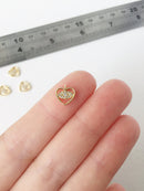 1 x Dainty 18K Gold Cubic Zirconia Heart with Evil Eye Pendant, 9x8.5mm (1076)