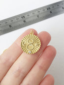 1 x 18K Gold Plated Celestial Pendant with Cubic Zirconia, 22x20mm (1081)