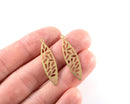 4 x Raw Brass Leaf Drops, 33x9mm (C0441)