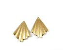 2 x Raw Brass Textured Fan Charms, 35x28mm (C0442)