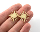 6 x Raw Brass Textured Sun Connectors, 27x22mm (C0063)