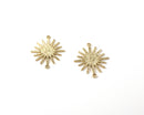 6 x Raw Brass Textured Sun Connectors, 27x22mm (C0063)