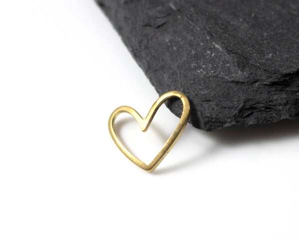 20 x Raw Brass Irregular Tiny Heart Charms, 7x9mm (C0683)