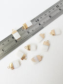 1 x Gold Plated Rectangle Shell Charms, 19x10mm Mother of Pearl Pendant (1151)