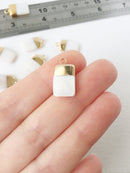 1 x Gold Plated Rectangle Shell Charms, 19x10mm Mother of Pearl Pendant (1151)