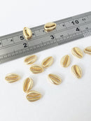 6 x Small 18K Gold Plated Cowrie Shell Connectors, 12x8mm (1156)