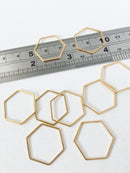 4 x Gold Plated Stainless Steel Hexagon Linking Rings, 23x20mm (1161)