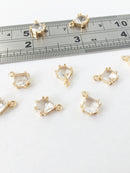 2 x 24K Gold Plated Crystal Glass Charms, 12x8.5mm (1146)