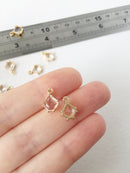 2 x 24K Gold Plated Crystal Glass Charms, 12x8.5mm (1146)