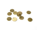 10 x Raw Brass Textured Round Disk Charms, 10mm (C0173)