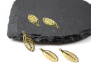 10 x Raw Brass Filigree Leaf Charms, 22x9mm (C0134)