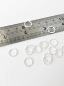 40 x Textured Silver Hoop Connectors, 10mm Silver Plated Round Linking Rings (1707S)