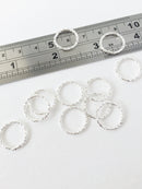 30 x Textured Silver Plated Hoop Connectors, 15mm (1711)