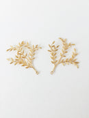 2 x Gold Plated Laurel Branch Pendants, 46x44mm (1702)