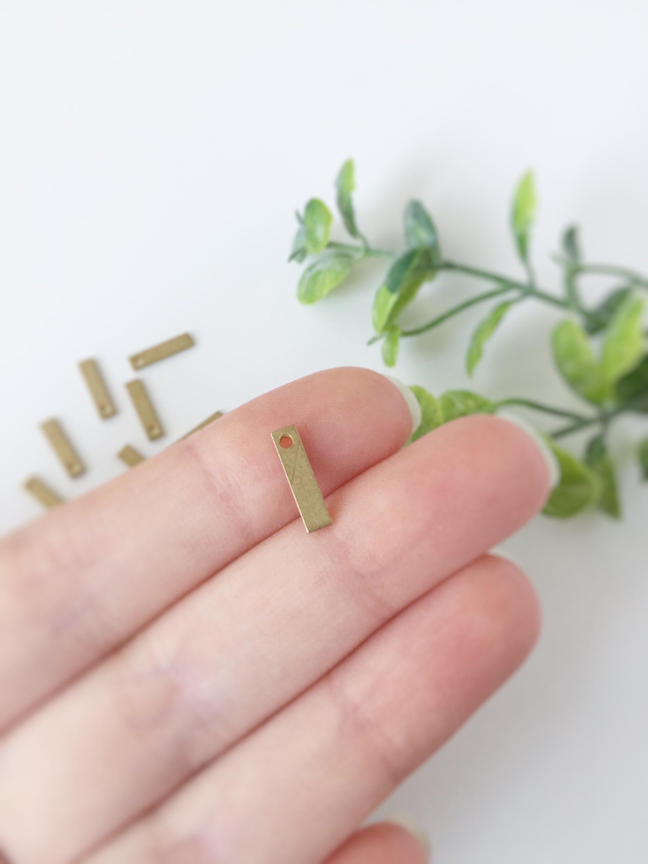 20 x Raw Brass Flat Bar Charms, 12x3mm (C0010)