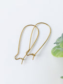 5 pairs x Raw Brass Kidney Ear Wire, 32mm Long Earring Hooks (C0615)