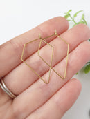 10 pairs x Raw Brass Irregular Diamond Earring Wires, 37mm (C0611)