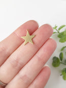 12 x Raw Brass Star Shaped Charms, 16.5x15mm (C0137)