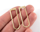 8 x Raw Brass Open D-shape Pendants, 40x12mm (C0676)
