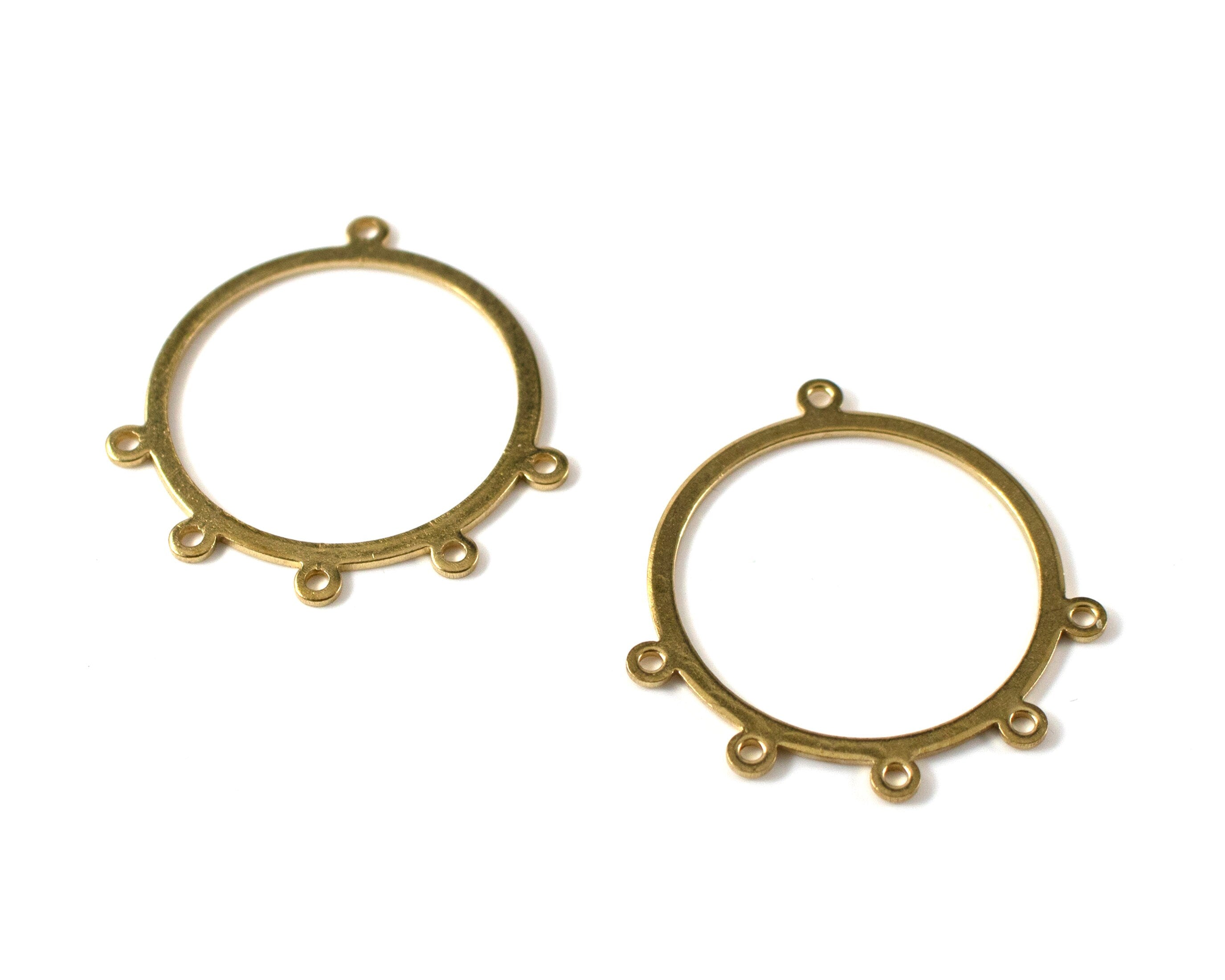 4 x Raw Brass Chandelier Earring Connectors, 33mm (C0119)