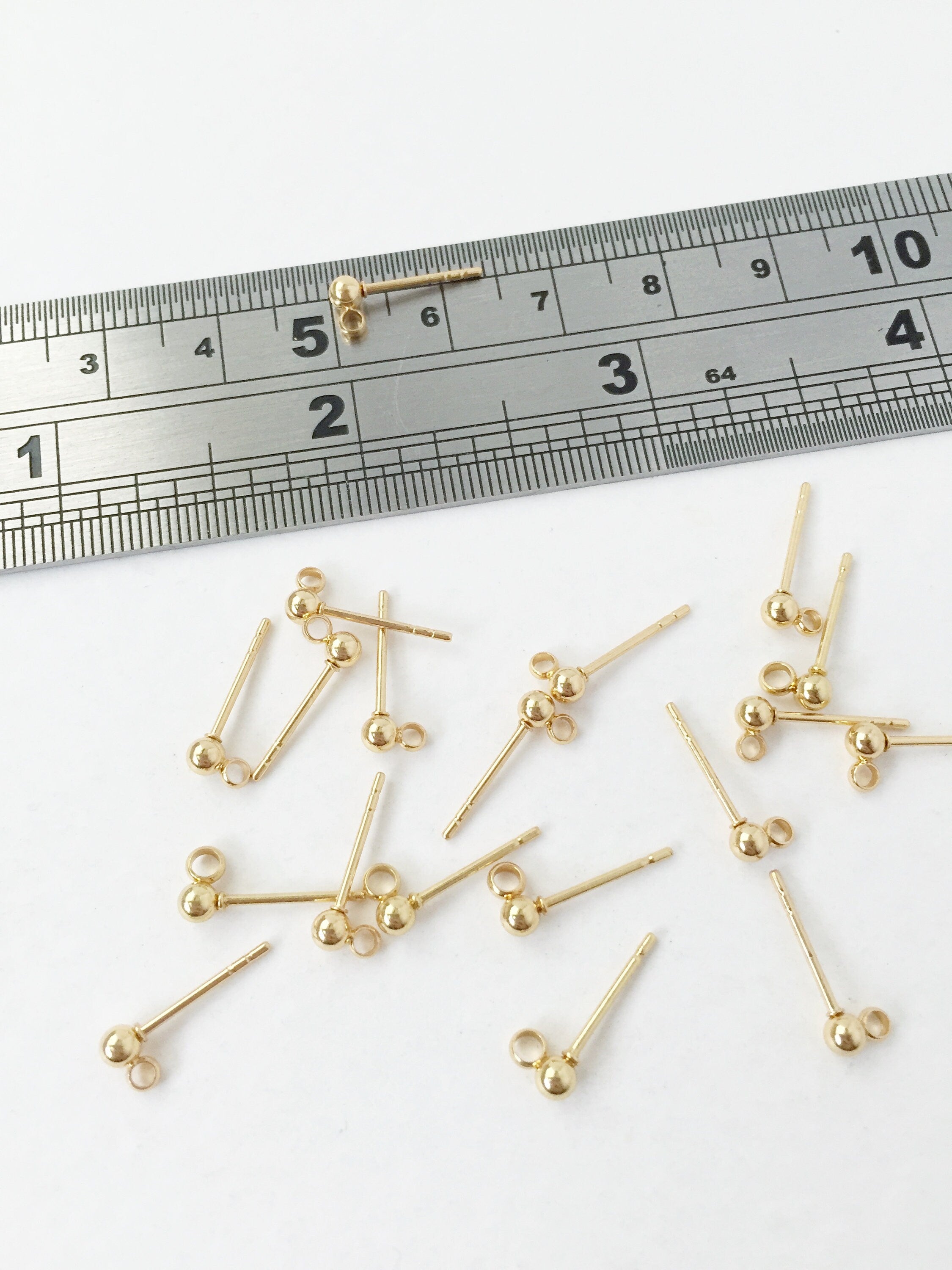 3 pairs x Gold Stainless Steel Ball Earring Studs, 3x11m (1470)