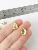 1 x 18K Gold Plated Teardrop Pendant with Cubic Zirconia Star, 16x10mm (1476)