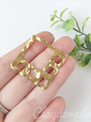 2 x Large Raw Brass Open Rhombus Connector, 32mm (C0040)