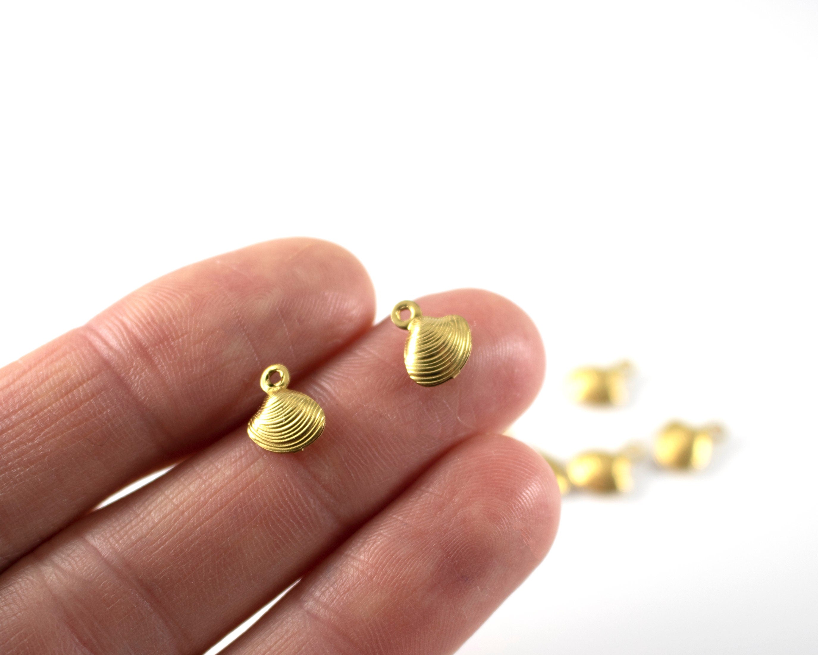 16 x Raw Brass Shell Charms, 10x8mm (C0258)