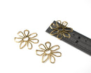 2 x Raw Brass Abstract Flower Pendants, 35mm (3030)