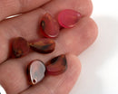 12 x Red and Gold Teardrop Acrylic Pendants, 12x9mm (C0549)