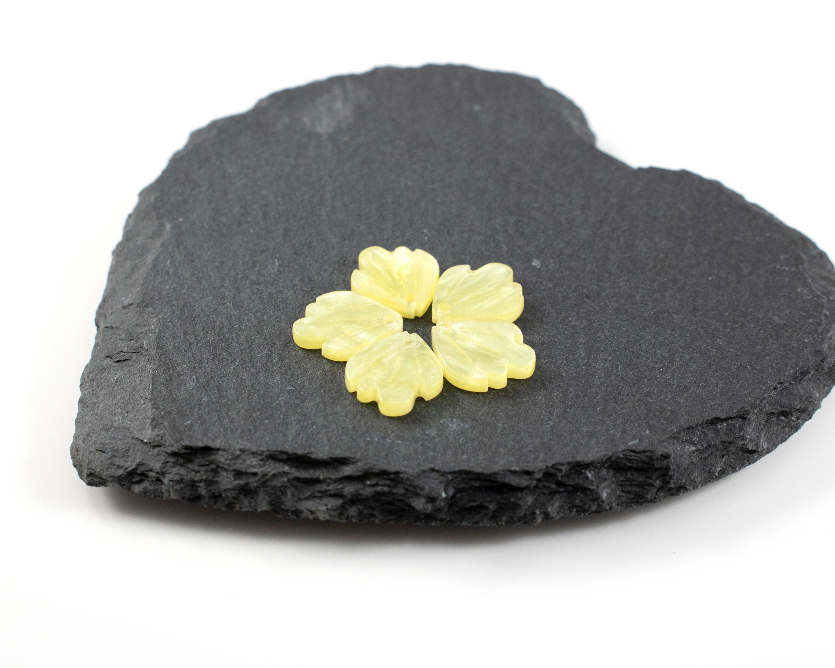 8 x Yellow Flower Petal Charms, 15x13mm (C0585)
