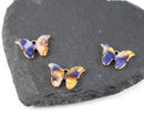 6 x Gold Blue Resin Butterfly Charms, 22x16mm (C0554)