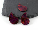 6 x Purple Red Teardrop Pendants, 28x20mm (C0589)