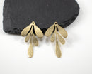 2 x Raw Brass Textured Leaf Pendants, 46x26mm (C0648)
