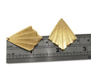 2 x Raw Brass Textured Fan Charms, 35x28mm (C0442)