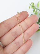 10 x Raw Brass Wavy Stick Links, 51mm Bar Connectors(C0606)