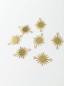 8 x Raw Brass Gold Sun Connectors, 18x13mm (C0121)